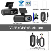 Ultra HD 4K Dual Lens Dash Cam with 1080P Rear Camera, Built-In WiFi & GPS, 24-Hour Parking Monitoring - Ultimate Car DVR Solution