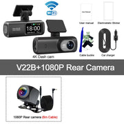 Ultra HD 4K Dual Lens Dash Cam with 1080P Rear Camera, Built-In WiFi & GPS, 24-Hour Parking Monitoring - Ultimate Car DVR Solution