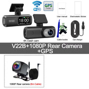 Ultra HD 4K Dual Lens Dash Cam with 1080P Rear Camera, Built-In WiFi & GPS, 24-Hour Parking Monitoring - Ultimate Car DVR Solution