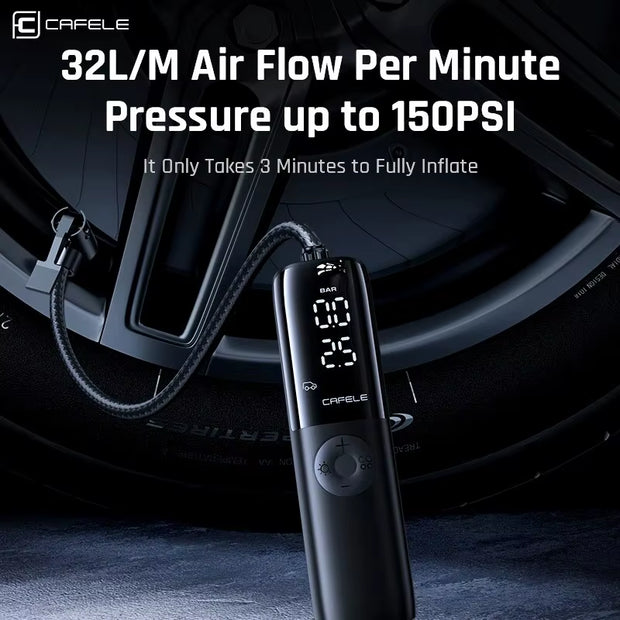 Portable 12V 150PSI Car Tire Air Pump - Electric Inflator for Cars, Motorcycles, and Bicycles with Extended Power Cord